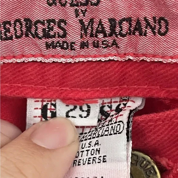 Vintage Guess Georges Marciano Red High Rise Jeans Size 29 (Actual 26.5) - Picture 5 of 9